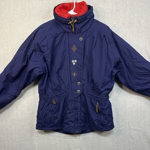 Vtg Obermeyer Women's Ski Jacket Size 12 Du Pont Thermolite Thin Insulation Navy